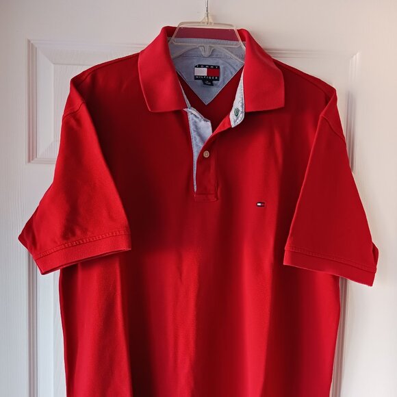 Tommy Hilfiger Golf Polo Mens Shirt Size X-Large Red Short Sleeve Logo - Picture 1 of 6